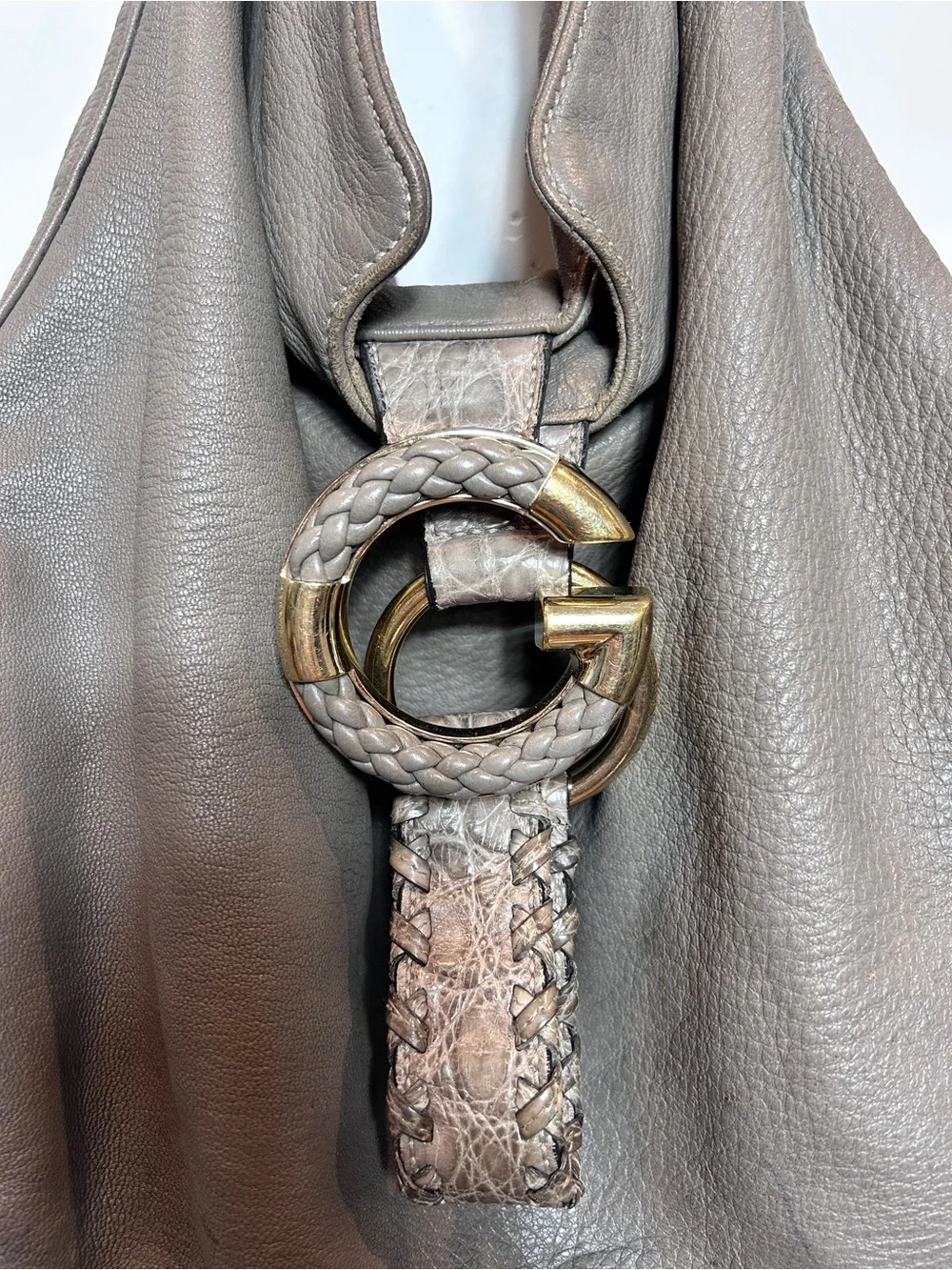 2000s Tom Ford Gucci G Wave Hobo Grey bag